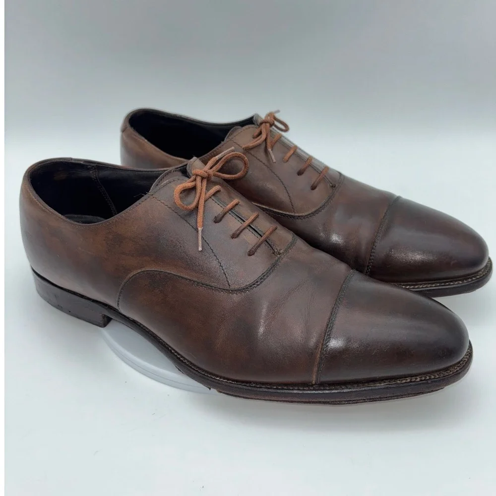 SID MASHBURN Mens Dress Shoes Dark Brown Leather‎ Cap Toe Oxford England 10.5
